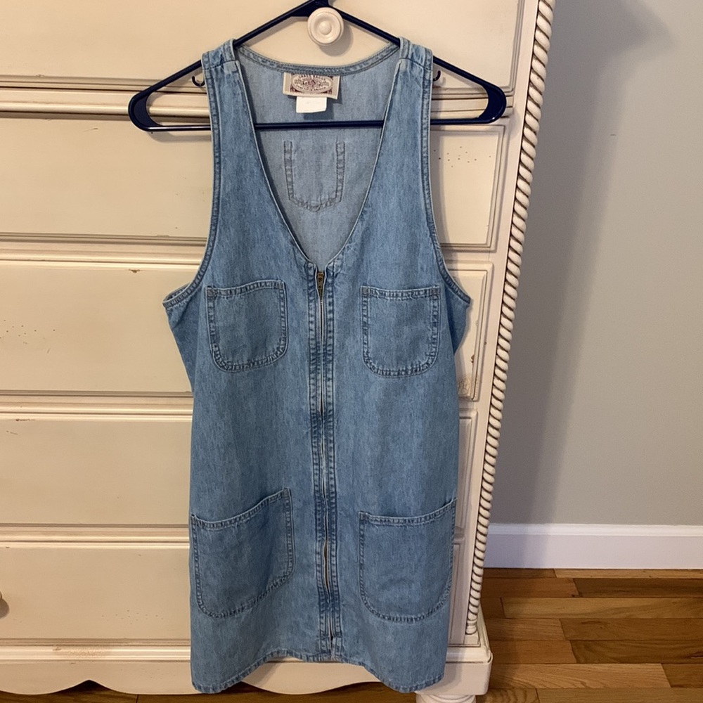 Denim Jumper/Dress VTG 90’s GRASS RAGGS Blue Denim Women’s Med Sleeveless